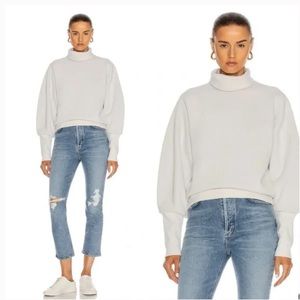 Agolde Cream Extended Rib Turtleneck Light Gray Long Sleeve. M S…
